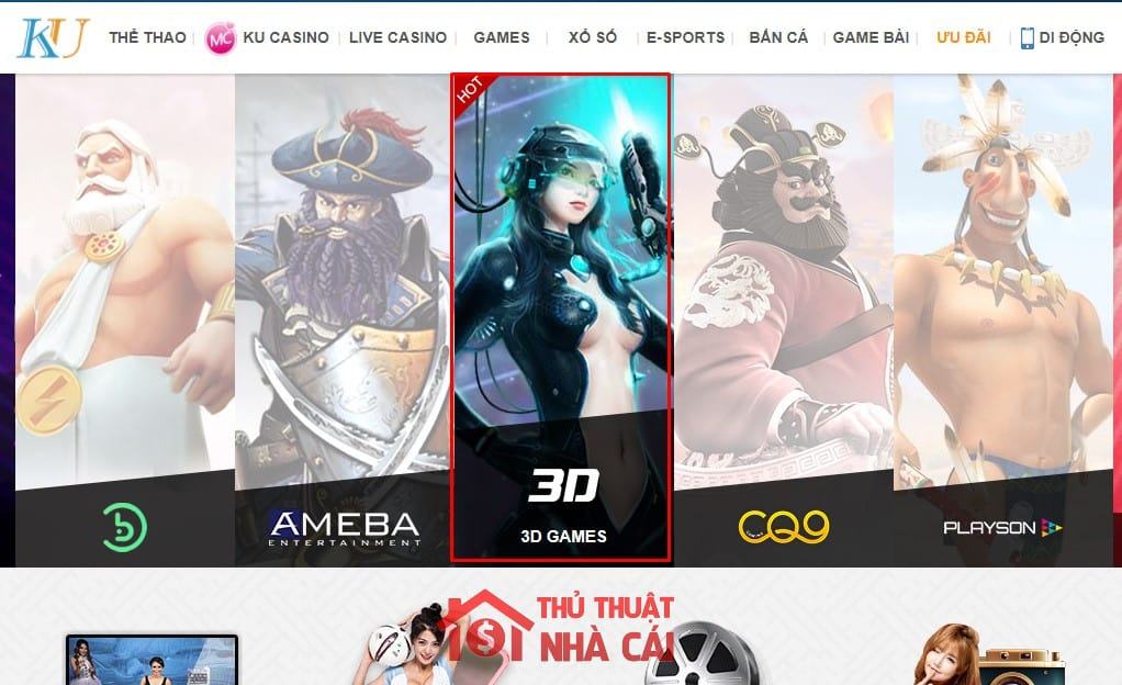 Trò chơi 3D đặc trưng tại KUBET