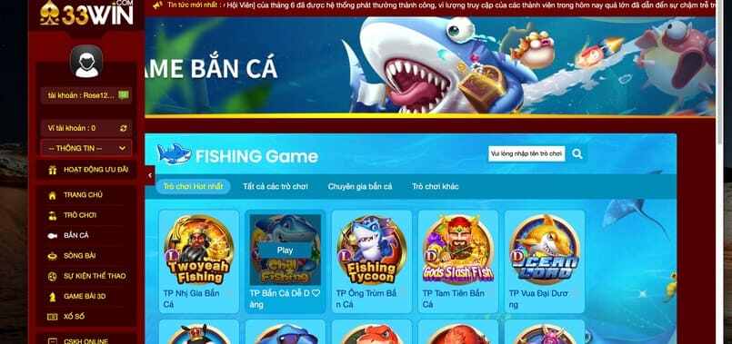 Cá cược bắn cá cùng nhà cái 33Win