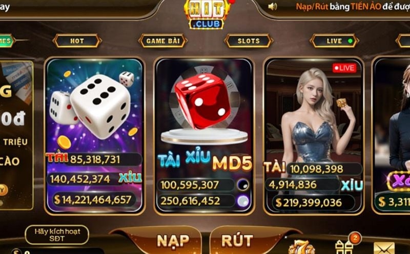 Giao diện Hit Club rất đẹp mắt và thu hút người chơi